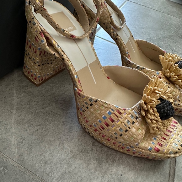 Dolce Vita Paulos Platform Sandal in Pastel Multi Raffia Size 8 - Picture 3 of 7